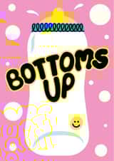 Funny Cute New Baby Girl Boy Twins Congrats Card - Baby Milk Bottle - Bottoms Up created by I AM A