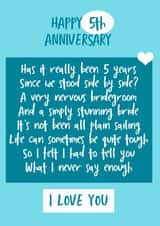 Heartfelt Poem Anniversary Card - 5 Years - Happy 5th Anniversary I Love You created by Jenny Bowman