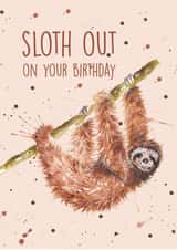 sloth cute Birthday Card 13894 created by Splatterworks