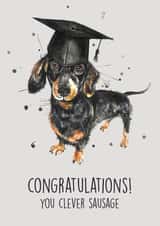 sausage dog watercolour Graduation Card 13895 created by Splatterworks