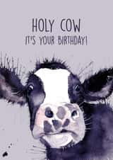 cow watercolour Birthday Card 13898 created by Splatterworks