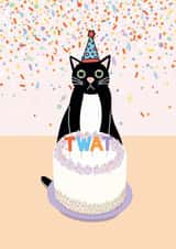 Rude Birthday Card - From the Cat - Twat created by Sweary Cats by Leaf Lane Studio