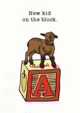 Cute Retro Toy New Home Card - Goat - New Kid On The Block created by Hattybones
