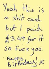 Fuck You Shit Birthday Card created by Random Shit Cards