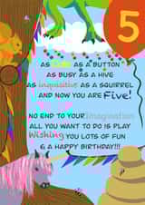 5th birthday card with cute poem created by Rae of Sunshine