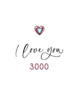 Cute Typography Anniversary Card / Valentines Day Card - I Love You 3000 created by The Write Girl Calligraphy