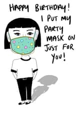 face mask party Birthday Card 42012 created by Kate Holderness