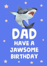 Dad shark birthday card, Jawsome card for Dad's birthday created by tea please