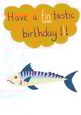 Happy Birthday Cute Mackerel Fish Funny Pun Card created by @SarahPriceDesigns