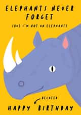 rhino belated Birthday Card 16567 created by Poppy Jane Prints