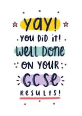 GCSE exam results card created by Joanne Hawker