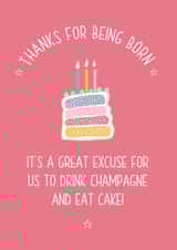 CHAMPAGNE CAKE Birthday Card 19582 created by Chubby Sparrow