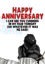 Rude Phil Collins Anniversary Card - Gorilla - I Can See You Cumming In My Hair Tonight created by Filthy Sentiments
