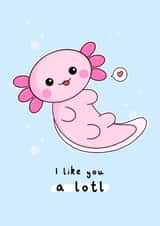 axolotl funny Valentines Day Card 42705 created by The Dew Drop Designs