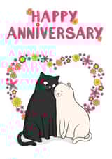 Cute Cat Anniversary Card - Happy Anniversary created by Drawn to Cats