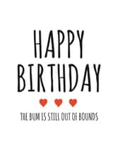 Birthday Card – Happy Birthday The Bum Is Still Out Of Bounds created by Banter King