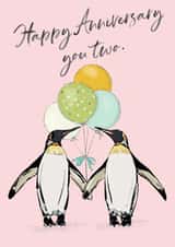 Cute Penguin Couple Anniversary Card - Happy Anniversary You Two created by Natalie Ryan