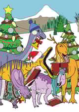 Funny - Dinosaurs - Carol Singing - Festive - Fun - Jingle Bells - Christmas Singing - Rawr - Caroling - Christmas Card created by Dinosaurs Doing Stuff