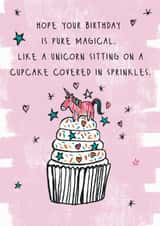 magical cupcake Birthday Card 14279 created by Pom Pom Party Cards