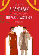 Funny Indian wedding card - Covid joke card created by Eastential