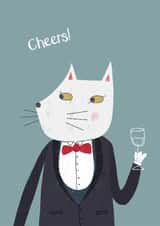 Cheers! Congratulations Cat with Champagne Art Card created by Nic Squirrell