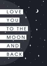 Cute Moon And Stars Anniversary Card / Valentines Day Card - Love You To The Moon And Back created by @hollielonglanddesigns