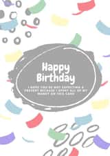 No Presents arty Birthday Card 40583 created by Kelsey Carr