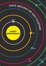 Cute Solar Anniversary Card - 1 Year - Once Around The Sun Together created by Kate & The Ink