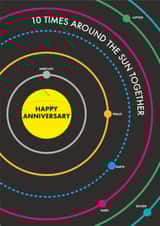 Funny Anniversary Card - 10 Years - 10 Times Around The Sun Together created by Kate & The Ink