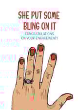 She put some bling on it - Cute illustrated engagement card created by Graphite & Grace