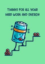 Battery Charge Pun Thank You Card created by Flaming Imp