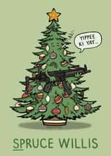 Die Hard Bruce Willis Christmas Card created by Carl Batterbee