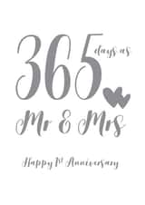 Cute 1st Anniversary Card celebrating 365 days of married life created by Louise Potton Designs