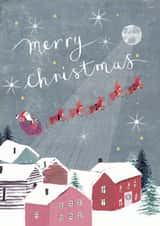 Traditional - Sweet - Santa Sleigh - Reindeer - Classic - Festive - Merry Christmas Card created by Louise Tiler