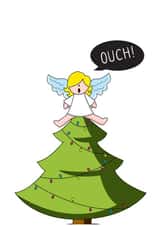 Uncomfortable Fairy - Fairy on The Tree - Cheeky - Ouch - Wings - Modern - Funny - Christmas card created by Cute N Quirky Creations