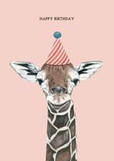Cute Birthday Card - Giraffe - Party Hat created by Amelia Ilangaratne