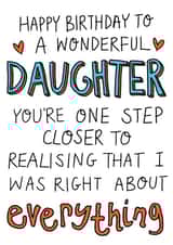 I was right Daughter Birthday card created by Rosie Johnson Illustrates