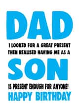 Having me as a son is a present birthday card created by Cheeky Chops Cards