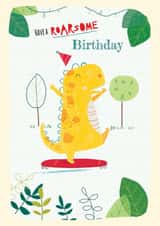 Party dinosaur roarsome birthday card created by cory reid