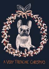frenchie illustration Christmas Card 6984 created by Babybluesnowflake