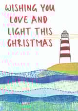 Wishing You Love and Light this Christmas Lighthouse Nautical Card created by NaviStitch