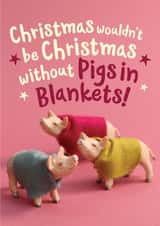 Cute and funny Pigs in blankets Christmas card created by The Supermodels