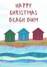 Happy Christmas Beach Bum Coastal Beach Huts Christmas Card created by NaviStitch