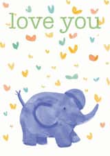 Cute elephant card with butterflies and hearts, say I love you anytime created by Jo Brown