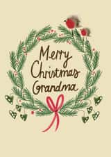 Sweet - Merry Christmas Grandma - Grandma - Festive - Wreath - Robin - Traditional - Christmas Card created by @AimeeStevens.Design