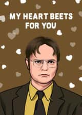Funny Dwight Quote Anniversary Card / Valentines Day Card - The Office US - My Heart Beets For You created by All Things Banter