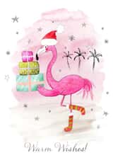 Pink Flamingo Warm Wishes Christmas Card created by Sorina Bogiu