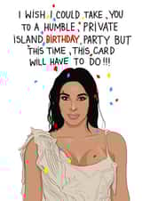 Island party Kim Kardashian birthday card created by Kasia Cards