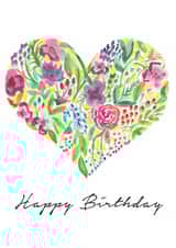 Floral Heart Happy Birthday Card created by Elizabeth Amy Art