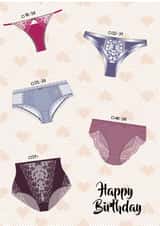 Knickers through the years birthday card created by Jemma Louise UK